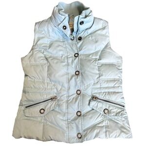 VTG Light Blue Puffer Vest With Pockets Womens Size Medium